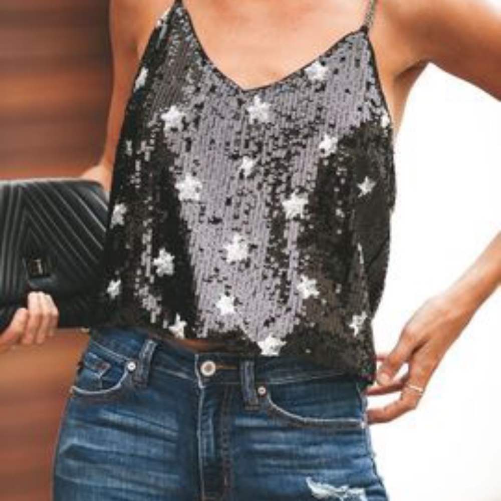 VICI - Starlight Sequin Chain Tank NWOT